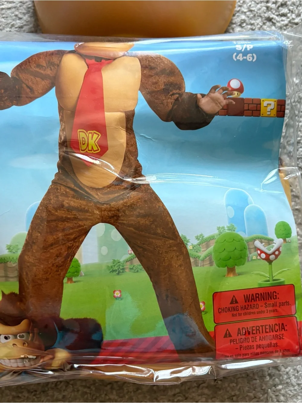 Nintendo Donkey Kong Kids Costume Mask and Jumpsuit Small 4-6 Mario